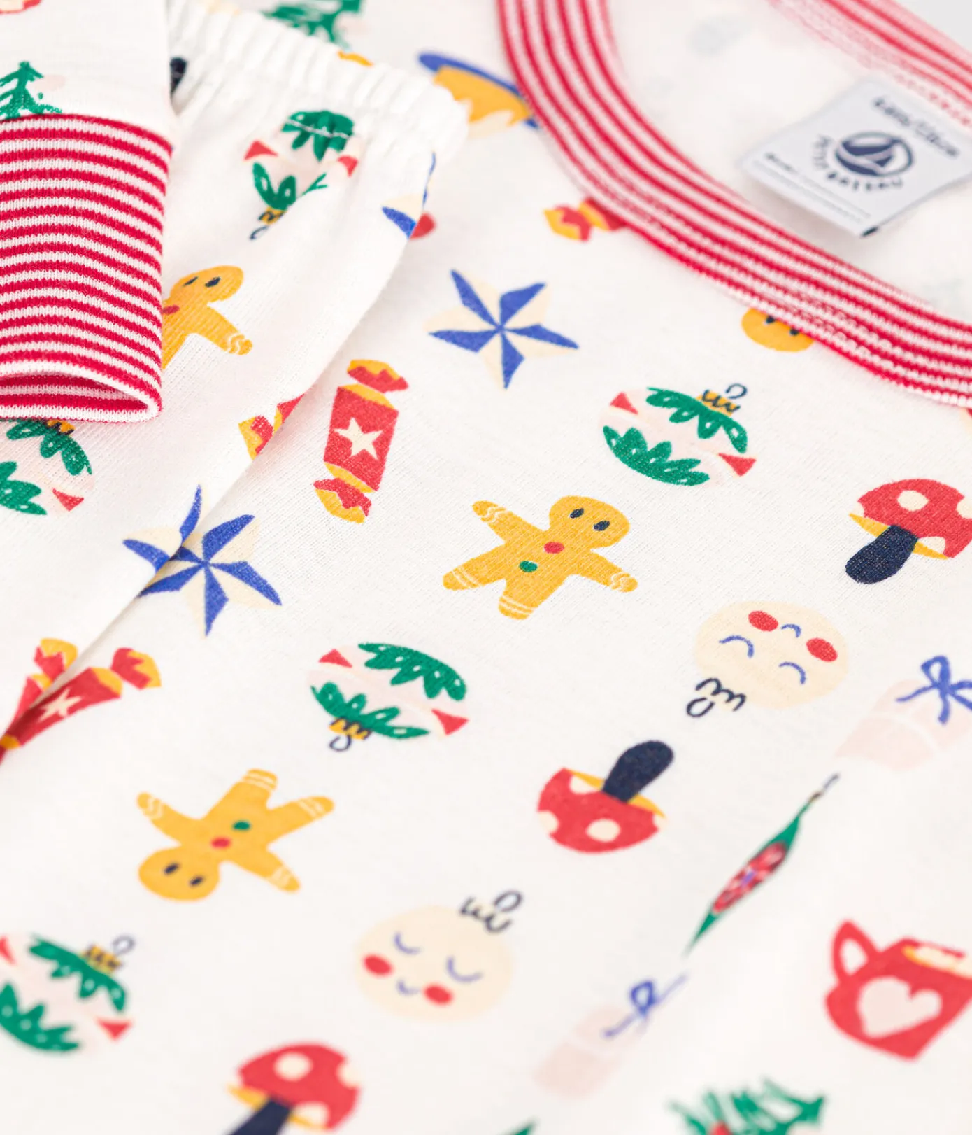 Petit Bateau Schlafanzüge, Pyjamas|Schlafanzüge, Nachthemden*Kinder-Pyjama aus Baumwolle mit Weihnachtsmotiven weiss MARSHMALLOW/weiss MULTICO