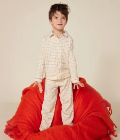 Petit Bateau Schlafanzüge, Pyjamas|Schlafanzüge, Nachthemden*Kinder-Pyjama aus Baumwolle mit Karomuster weiss AVALANCHE/ MULTICO