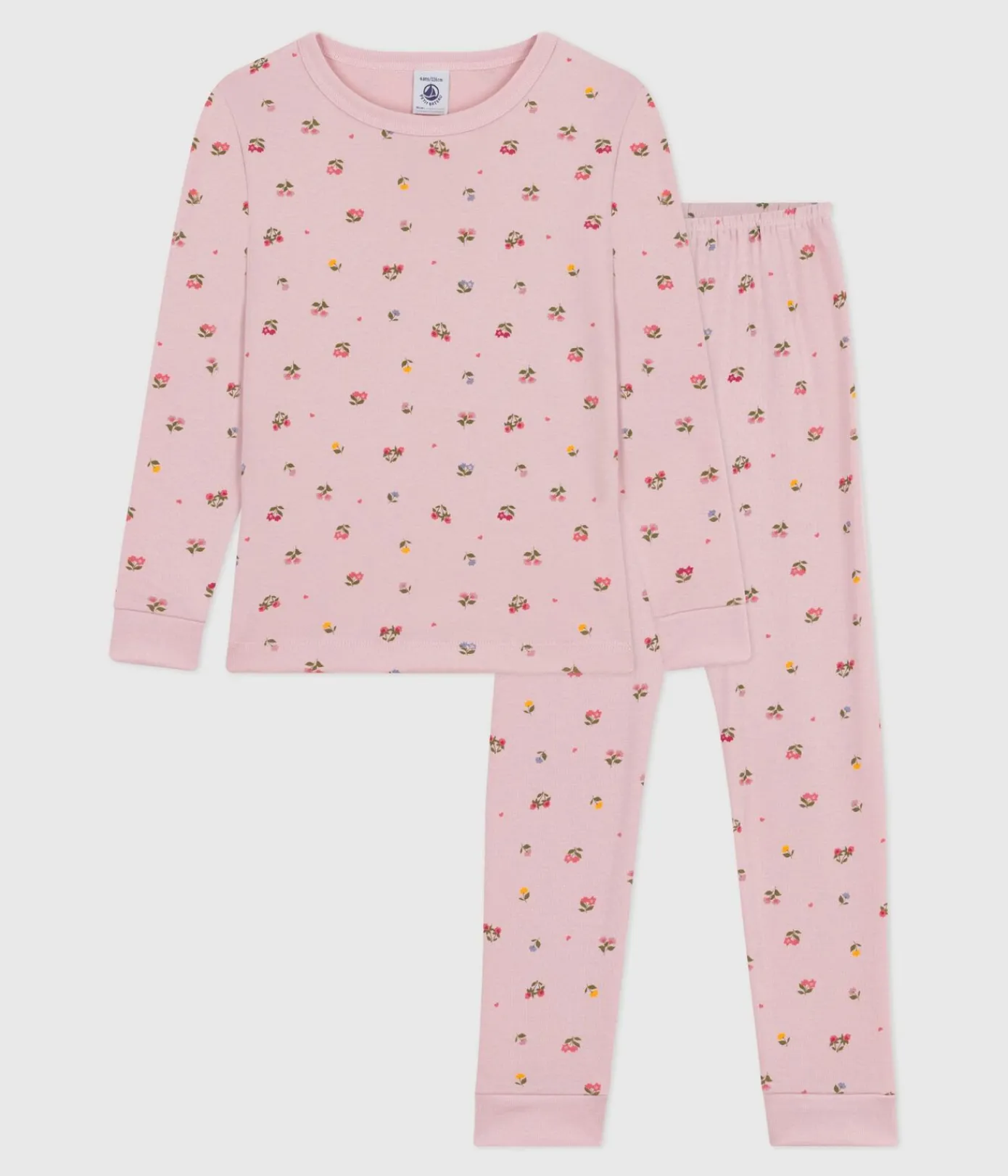 Petit Bateau Schlafanzüge, Nachthemden*Kinder-Pyjama aus Baumwolle mit eng anliegenden Beinen und Blumenmotiv rosa JOLI/weiss MULTICO