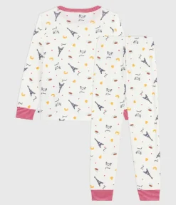 Petit Bateau Schlafanzüge, Pyjamas|Schlafanzüge, Nachthemden*Kinder-Pyjama aus Baumwolle mit Paris-Motiven weiss MARSHMALLOW/weiss MULTICO