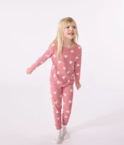 Petit Bateau Schlafanzüge, Nachthemden*Kinder-Pyjama aus Baumwolle mit Herzmotiv rosa ROSEWOOD/ MARSHMALLOW