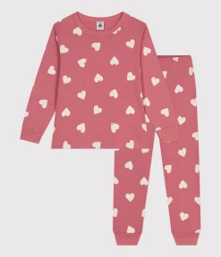 Petit Bateau Schlafanzüge, Nachthemden*Kinder-Pyjama aus Baumwolle mit Herzmotiv rosa ROSEWOOD/ MARSHMALLOW