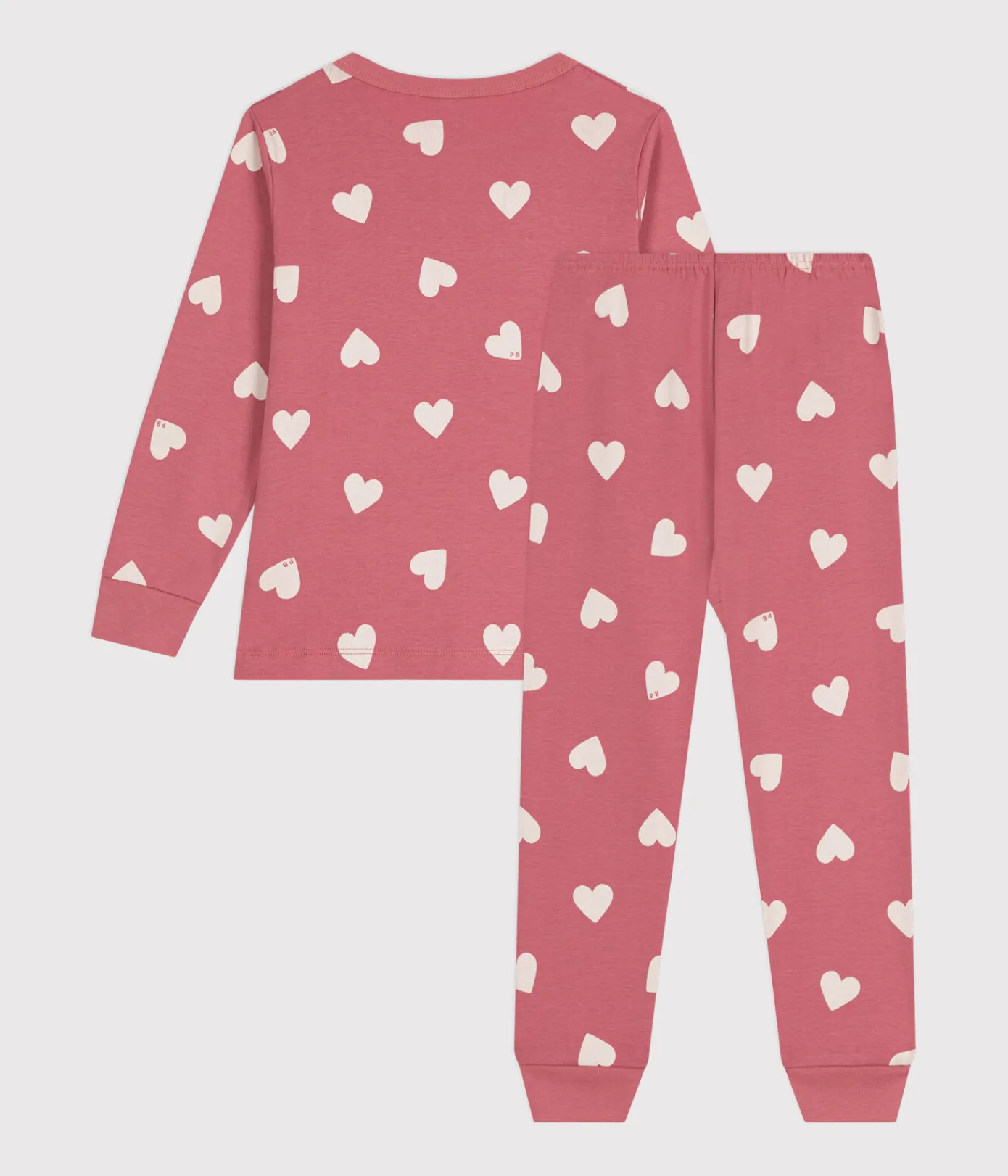 Petit Bateau Schlafanzüge, Nachthemden*Kinder-Pyjama aus Baumwolle mit Herzmotiv rosa ROSEWOOD/ MARSHMALLOW