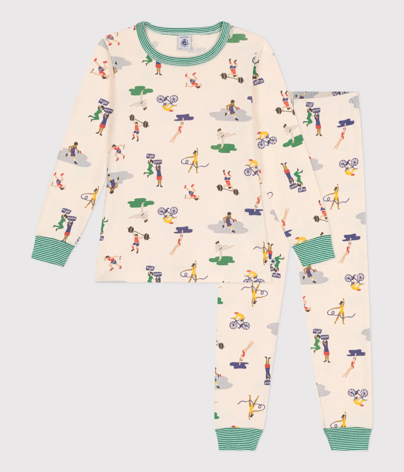 Petit Bateau Schlafanzüge, Pyjamas|Schlafanzüge, Nachthemden*Kinder-Pyjama aus Baumwolle mit Sportmotiven weiss AVALANCHE/ MULTICO