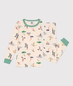 Petit Bateau Schlafanzüge, Pyjamas|Schlafanzüge, Nachthemden*Kinder-Pyjama aus Baumwolle mit Sportmotiven weiss AVALANCHE/ MULTICO