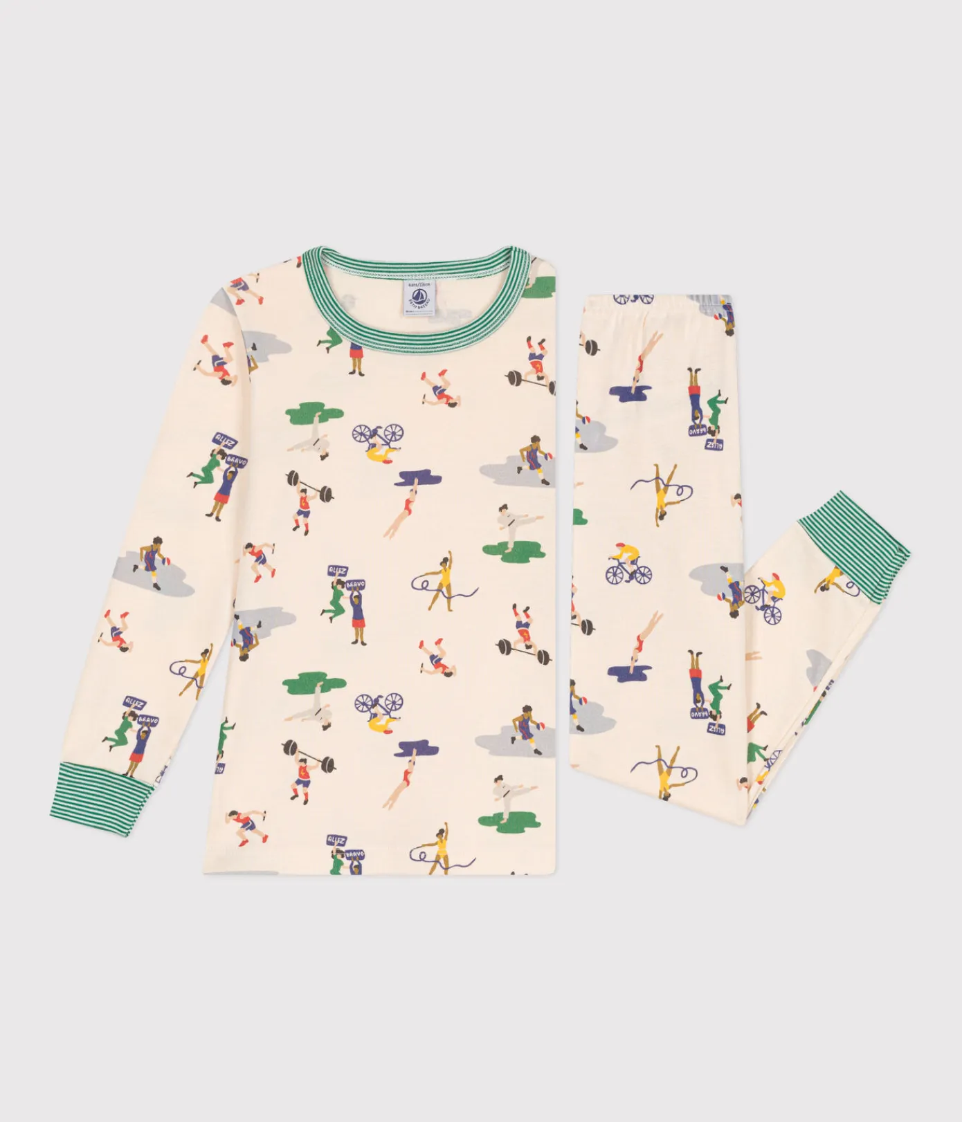 Petit Bateau Schlafanzüge, Pyjamas|Schlafanzüge, Nachthemden*Kinder-Pyjama aus Baumwolle mit Sportmotiven weiss AVALANCHE/ MULTICO