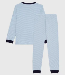Petit Bateau Schlafanzüge, Pyjamas*Kinder-Pyjama aus Baumwolle mit Streifen ADRIATIC/ MARSHMALLOW