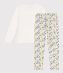 Petit Bateau Schlafanzüge, Nachthemden*Kinder-Pyjama aus Baumwolle weiss MARSHMALLOW/weiss MULTICO