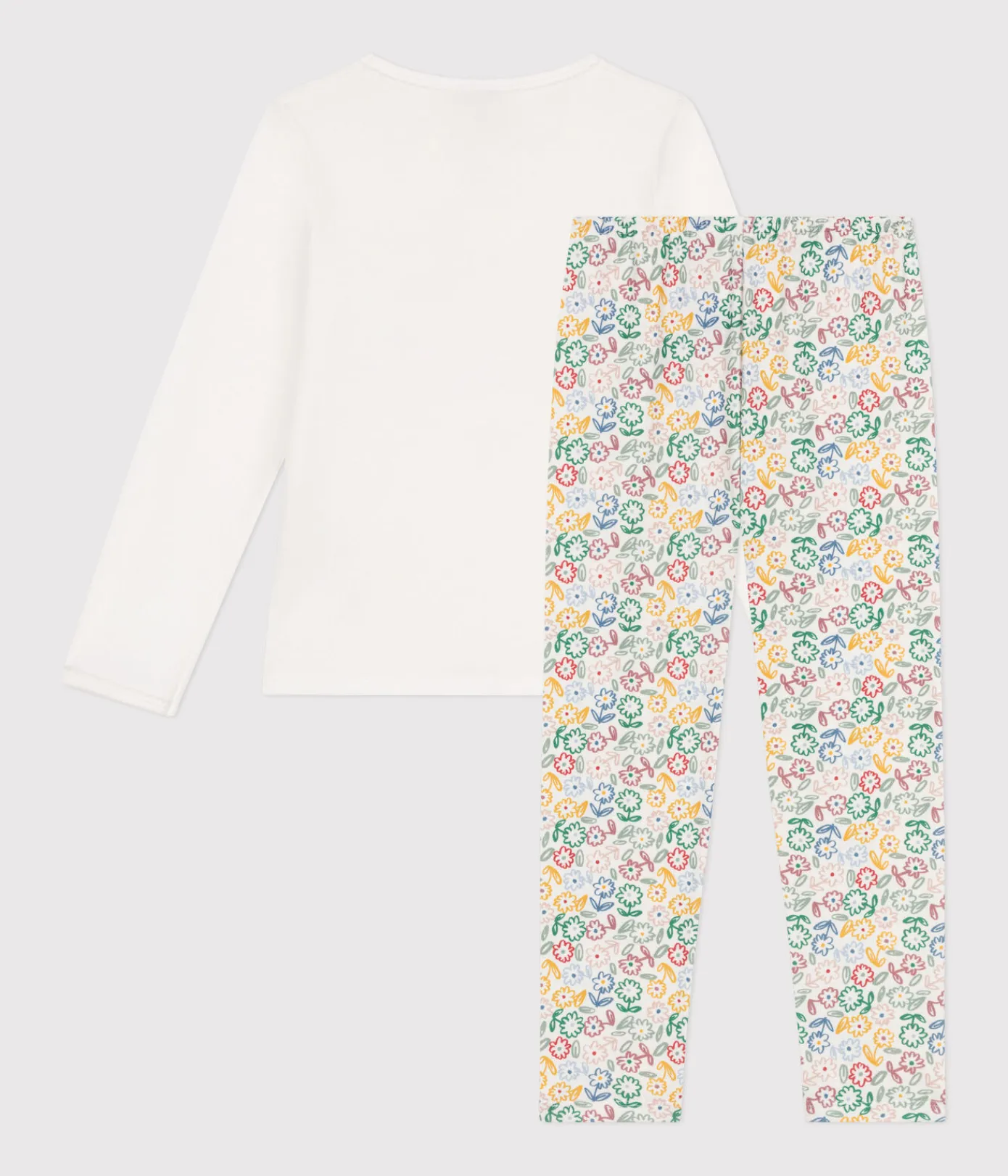Petit Bateau Schlafanzüge, Nachthemden*Kinder-Pyjama aus Baumwolle weiss MARSHMALLOW/weiss MULTICO