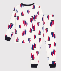 Petit Bateau Schlafanzüge, Pyjamas|Schlafanzüge, Nachthemden*Kinder-Pyjama aus Baumwolle mit Schiffchen weiss MARSHMALLOW/weiss MULTICO