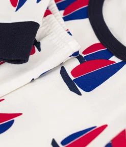 Petit Bateau Schlafanzüge, Pyjamas|Schlafanzüge, Nachthemden*Kinder-Pyjama aus Baumwolle mit Schiffchen weiss MARSHMALLOW/weiss MULTICO