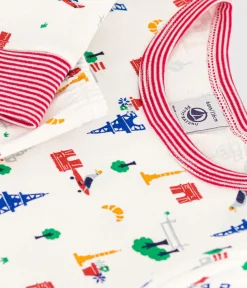 Petit Bateau Schlafanzüge, Nachthemden|Schlafanzüge, Pyjamas*Kinderpyjama aus Baumwolle mit Paris-Printmotiv weiss MARSHMALLOW/weiss MULTICO