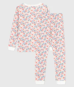 Petit Bateau Schlafanzüge, Nachthemden*Kinder-Pyjama aus Baumwolle mit eng anliegenden Beinen und Blumenmotiv weiss MARSHMALLOW/weiss MULTICO