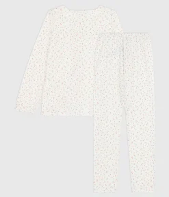 Petit Bateau Schlafanzüge, Nachthemden*Kinder-Pyjama aus Baumwolle mit Pünktchenmuster weiss MARSHMALLOW/weiss MULTICO