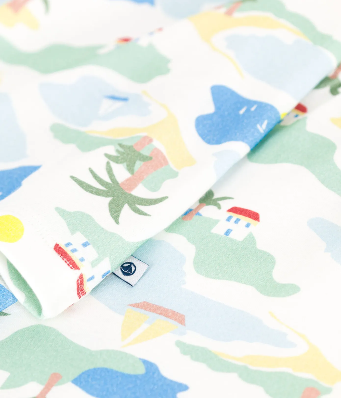 Petit Bateau Schlafanzüge, Pyjamas|Schlafanzüge, Nachthemden*Kinder-Pyjama aus bedruckter Baumwolle weiss MARSHMALLOW/weiss MULTICO