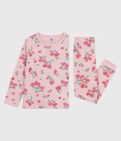 Petit Bateau Schlafanzüge, Nachthemden*Kinder-Pyjama aus Doppeljersey mit Blumenmotiv rosa JOLI/weiss MULTICO