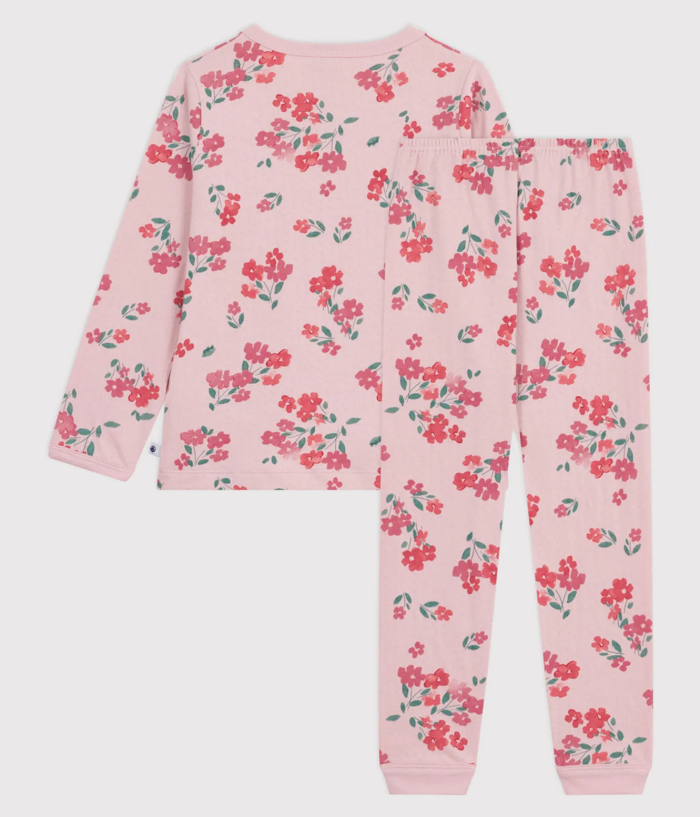 Petit Bateau Schlafanzüge, Nachthemden*Kinder-Pyjama aus Doppeljersey mit Blumenmotiv rosa JOLI/weiss MULTICO