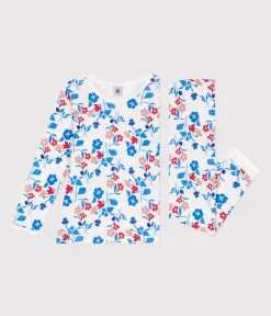 Petit Bateau Schlafanzüge, Nachthemden*Kinder-Pyjama aus Doppeljersey mit Blumenmotiv weiss MARSHMALLOW/weiss MULTICO