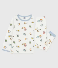Petit Bateau Schlafanzüge, Pyjamas|Schlafanzüge, Nachthemden*Kinder-Pyjama aus Doppeljersey mit Frühstücks-Motiv weiss MARSHMALLOW/weiss MULTICO