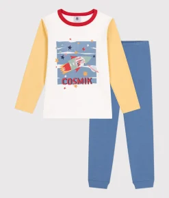 Petit Bateau Schlafanzüge, Pyjamas|Schlafanzüge, Nachthemden*Kinder-Pyjama aus einfarbiger Baumwolle mit Weltraummotiv blau BEACH/ MULTICO
