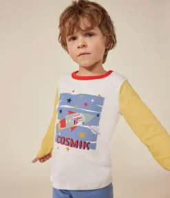 Petit Bateau Schlafanzüge, Pyjamas|Schlafanzüge, Nachthemden*Kinder-Pyjama aus einfarbiger Baumwolle mit Weltraummotiv blau BEACH/ MULTICO