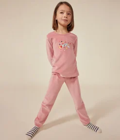 Petit Bateau Schlafanzüge, Nachthemden*Kinder-Pyjama aus einfarbigem Nicki rosa ROSEWOOD