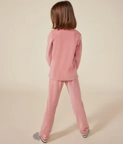 Petit Bateau Schlafanzüge, Nachthemden*Kinder-Pyjama aus einfarbigem Nicki rosa ROSEWOOD