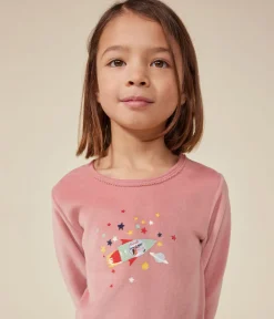 Petit Bateau Schlafanzüge, Nachthemden*Kinder-Pyjama aus einfarbigem Nicki rosa ROSEWOOD