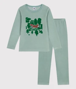 Petit Bateau Schlafanzüge, Pyjamas|Schlafanzüge, Nachthemden*Kinder-Pyjama aus einfarbigem Nicki grün PAUL
