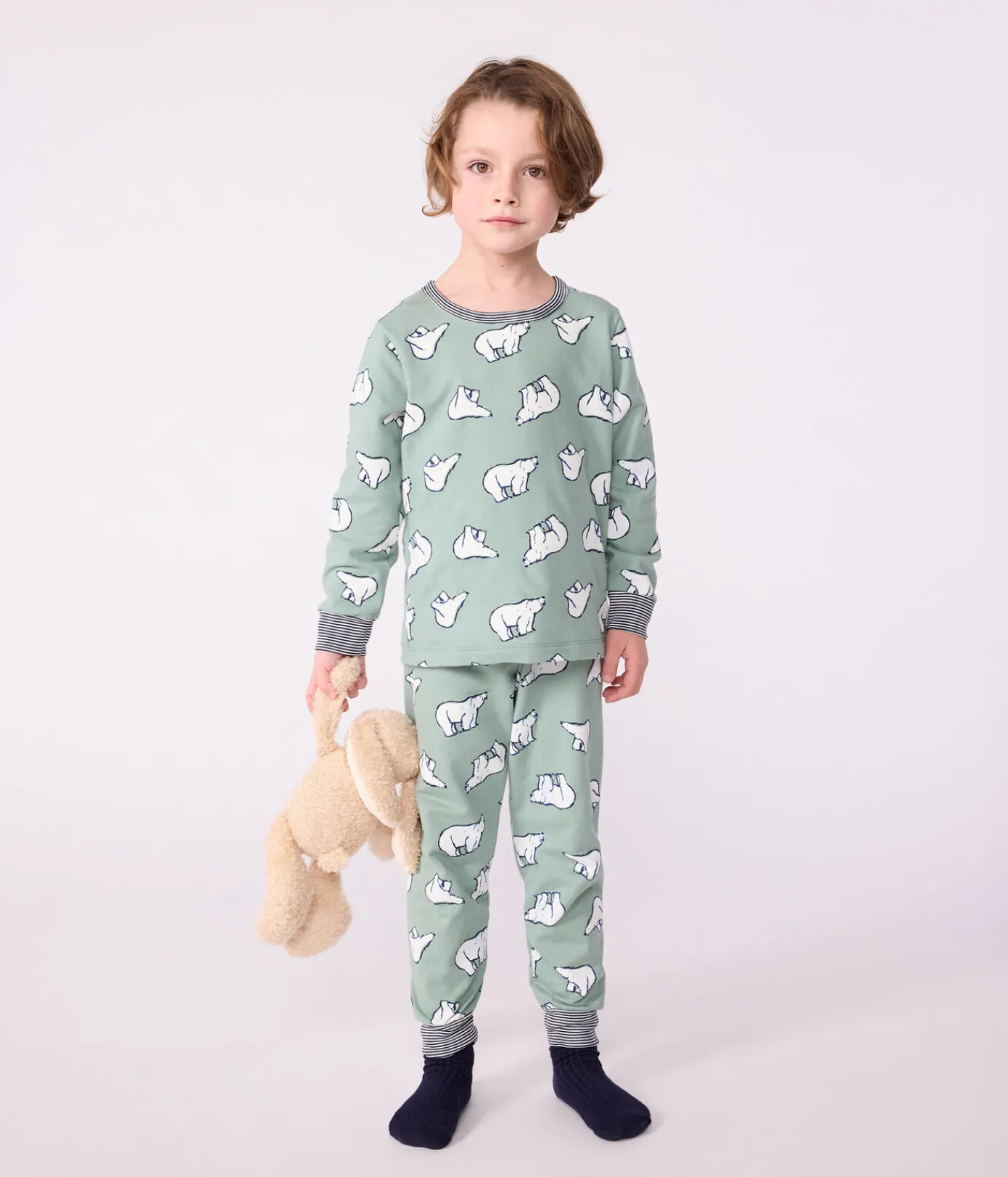 Petit Bateau Schlafanzüge, Pyjamas*Kinder-Pyjama aus Molton mit Bärmotiv SAULE/ MULTICO