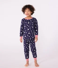 Petit Bateau Schlafanzüge, Pyjamas|Schlafanzüge, Nachthemden*Kinder-Pyjama aus Molton mit Stern-Motiv blau SOIR/ MARSHMALLOW