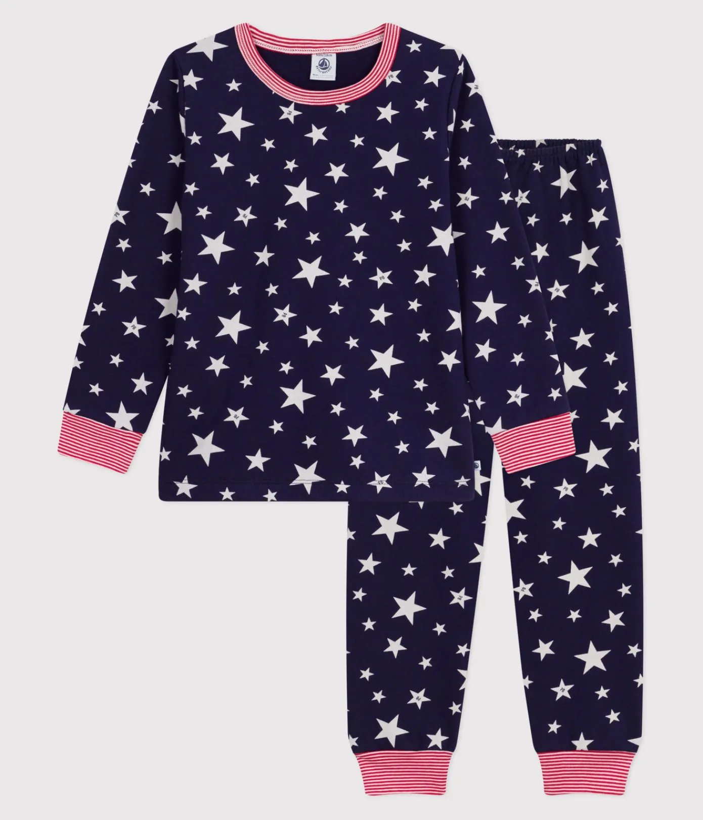 Petit Bateau Schlafanzüge, Pyjamas|Schlafanzüge, Nachthemden*Kinder-Pyjama aus Molton mit Stern-Motiv blau SOIR/ MARSHMALLOW