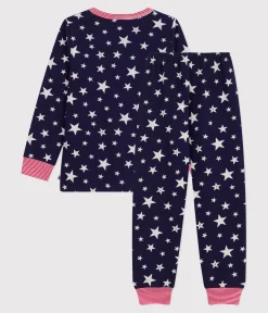 Petit Bateau Schlafanzüge, Pyjamas|Schlafanzüge, Nachthemden*Kinder-Pyjama aus Molton mit Stern-Motiv blau SOIR/ MARSHMALLOW
