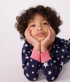 Petit Bateau Schlafanzüge, Pyjamas|Schlafanzüge, Nachthemden*Kinder-Pyjama aus Molton mit Stern-Motiv blau SOIR/ MARSHMALLOW