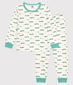 Petit Bateau Schlafanzüge, Pyjamas*Kinder-Pyjama aus Molton mit Krokodil-Motiv MILK/ MULTICO