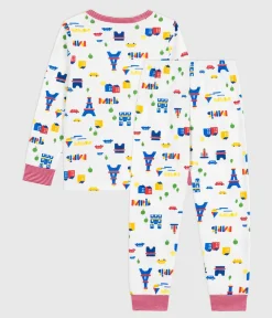 Petit Bateau Schlafanzüge, Pyjamas|Schlafanzüge, Nachthemden*Kinder-Pyjama aus Molton mit Paris-Motiven weiss MARSHMALLOW/weiss MULTICO