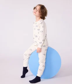 Petit Bateau Schlafanzüge, Pyjamas|Schlafanzüge, Nachthemden*Kinder-Pyjama aus Molton mit Pinguinen blau MILK/ SOIR