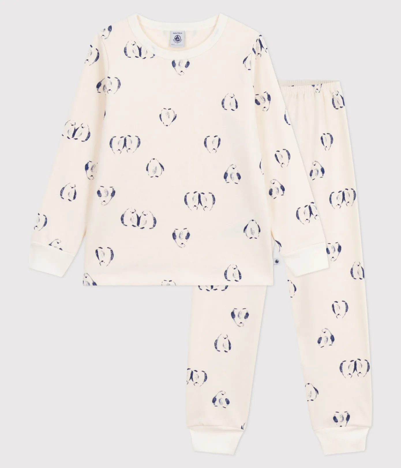 Petit Bateau Schlafanzüge, Pyjamas|Schlafanzüge, Nachthemden*Kinder-Pyjama aus Molton mit Pinguinen blau MILK/ SOIR