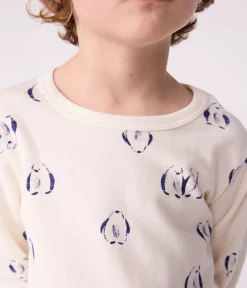Petit Bateau Schlafanzüge, Pyjamas|Schlafanzüge, Nachthemden*Kinder-Pyjama aus Molton mit Pinguinen blau MILK/ SOIR