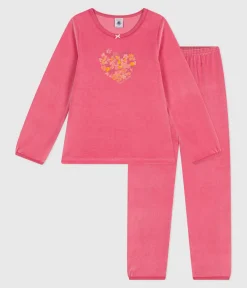 Petit Bateau Schlafanzüge, Nachthemden*Kinder-Pyjama aus Nicki rosa PEONIA