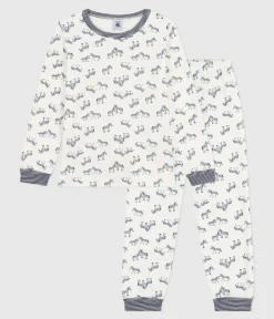 Petit Bateau Schlafanzüge, Pyjamas*Kinder-Pyjama aus Nicki mit Zebras blau MILK/ SOIR