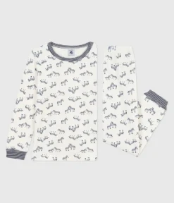 Petit Bateau Schlafanzüge, Pyjamas*Kinder-Pyjama aus Nicki mit Zebras blau MILK/ SOIR