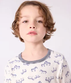 Petit Bateau Schlafanzüge, Pyjamas*Kinder-Pyjama aus Nicki mit Zebras blau MILK/ SOIR