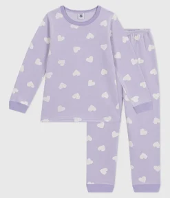 Petit Bateau Schlafanzüge, Nachthemden*Kinder-Pyjama aus Nicki mit Herzmotiv weiss SQUAW/ MARSHMALLOW