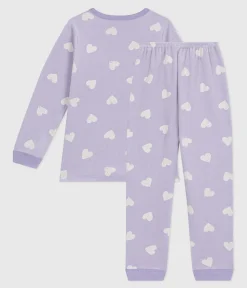 Petit Bateau Schlafanzüge, Nachthemden*Kinder-Pyjama aus Nicki mit Herzmotiv weiss SQUAW/ MARSHMALLOW