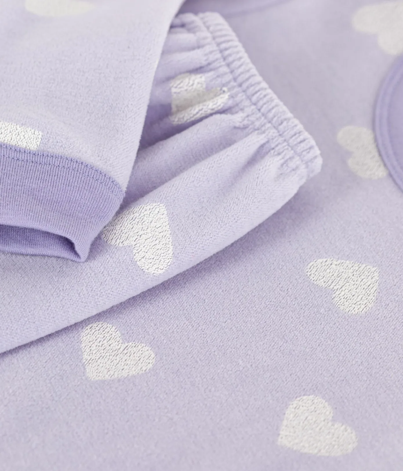 Petit Bateau Schlafanzüge, Nachthemden*Kinder-Pyjama aus Nicki mit Herzmotiv weiss SQUAW/ MARSHMALLOW