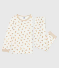 Petit Bateau Schlafanzüge, Pyjamas|Schlafanzüge, Nachthemden*Kinder-Pyjama aus Nicki mit Leoparden-Motiv MILK/ MULTICO
