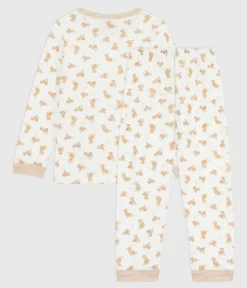 Petit Bateau Schlafanzüge, Pyjamas|Schlafanzüge, Nachthemden*Kinder-Pyjama aus Nicki mit Leoparden-Motiv MILK/ MULTICO