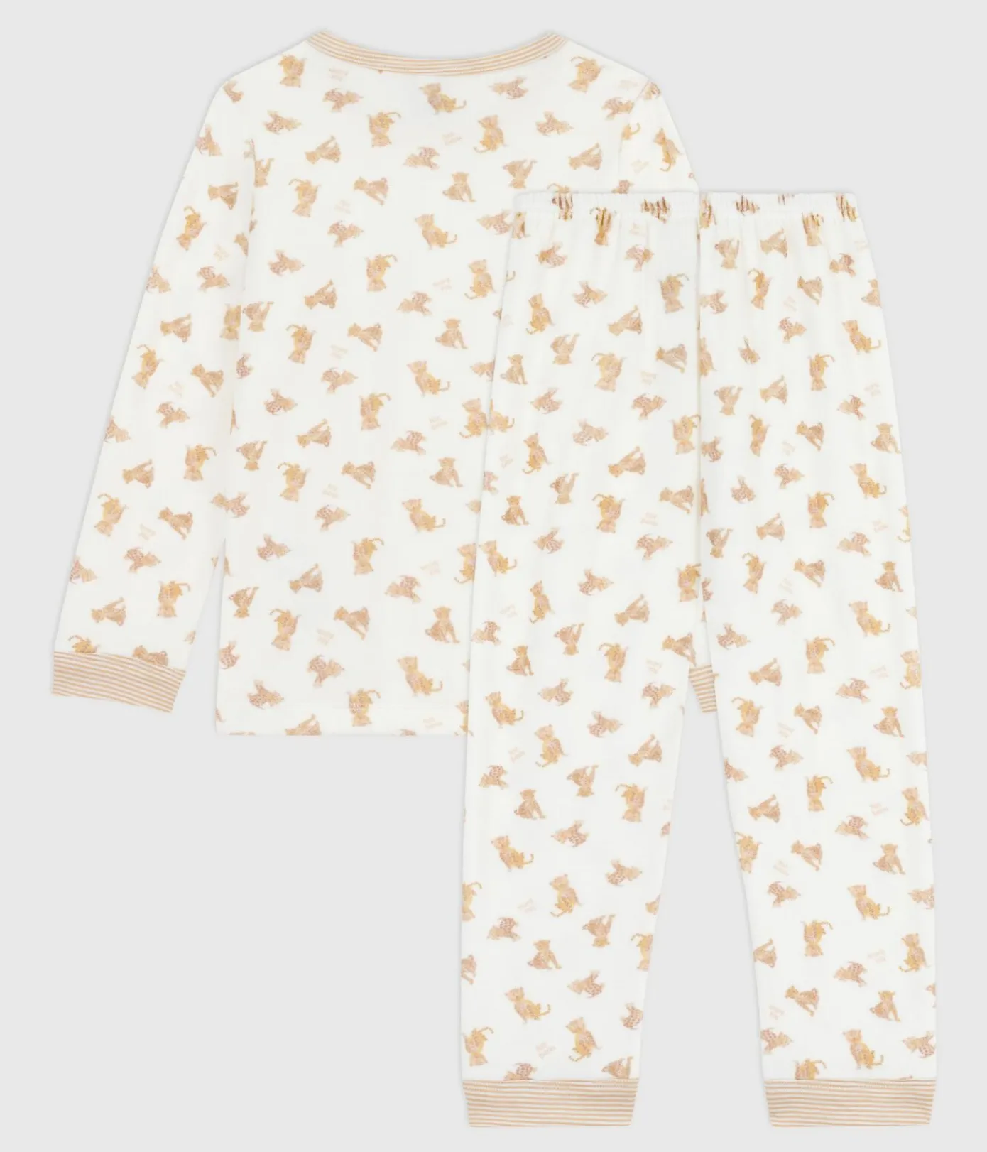 Petit Bateau Schlafanzüge, Pyjamas|Schlafanzüge, Nachthemden*Kinder-Pyjama aus Nicki mit Leoparden-Motiv MILK/ MULTICO