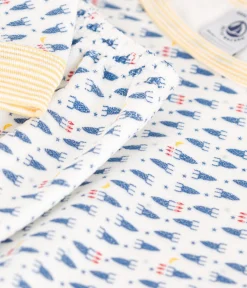 Petit Bateau Schlafanzüge, Pyjamas|Schlafanzüge, Nachthemden*Kinder-Pyjama aus Nicki mit Raketen-Motiv weiss MARSHMALLOW/weiss MULTICO